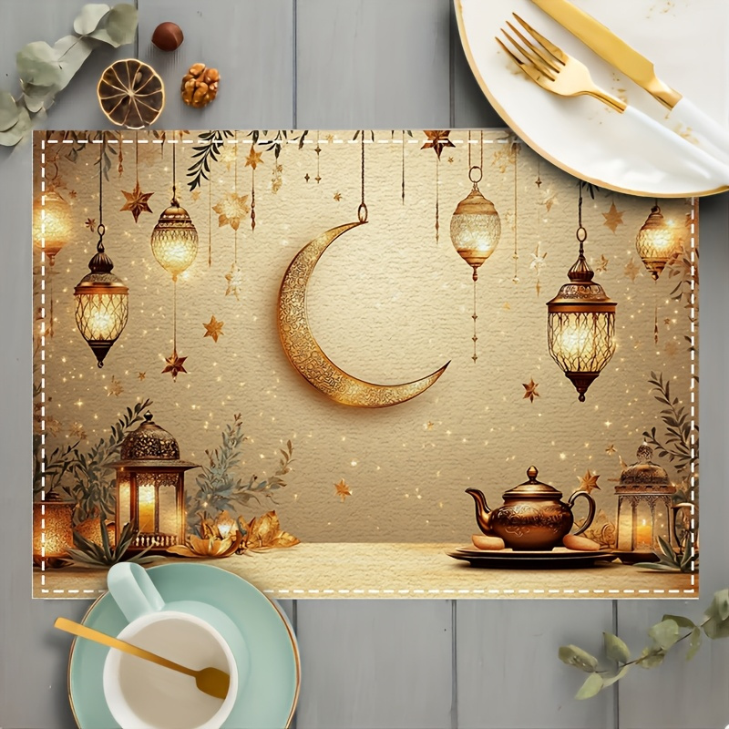 Multiplication Table Mat - 4PC Ramadan Lantern Moon Stars Placemats