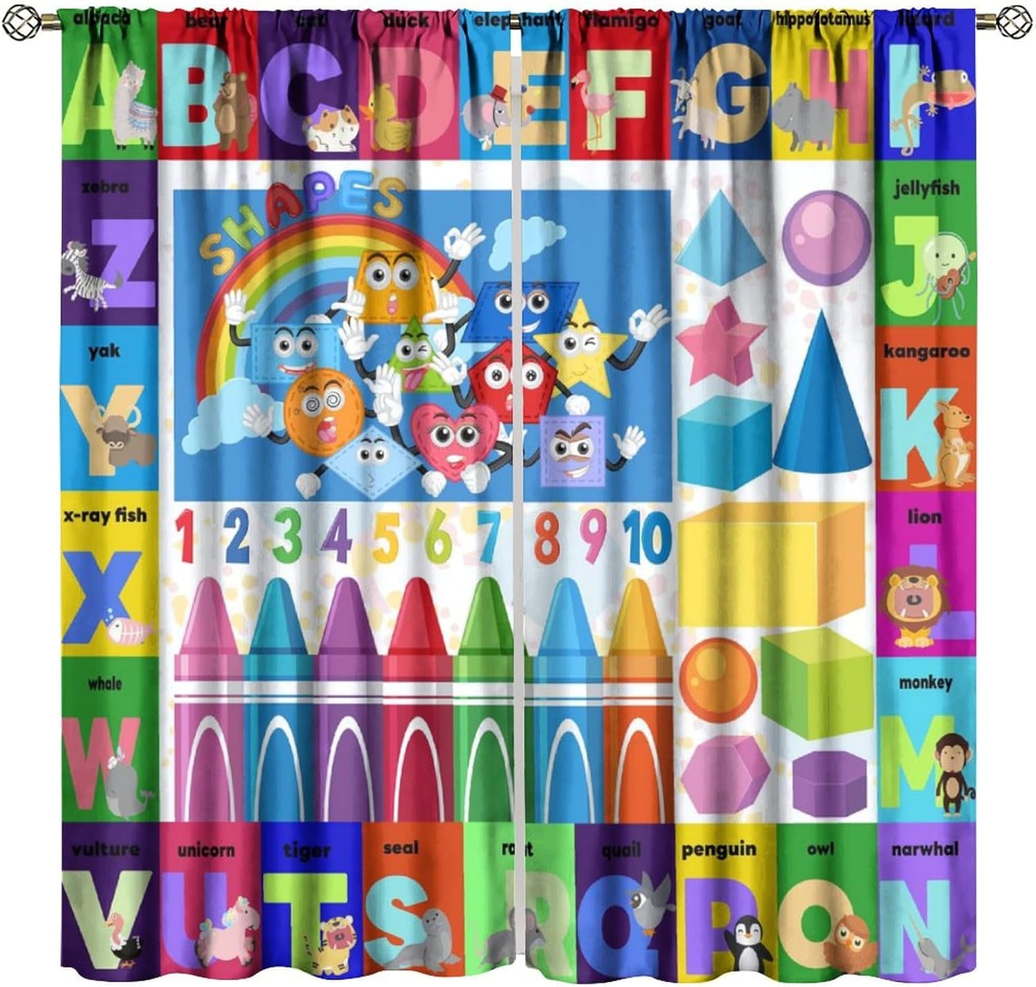 Kids Education Youtube - Colourful ABC Education Curtains, Cartoon Alphabet
