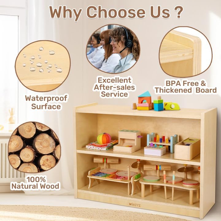 Wooden Storage Cabinet,2-Tier  - огляд і ціна Montessori Shelf Toy