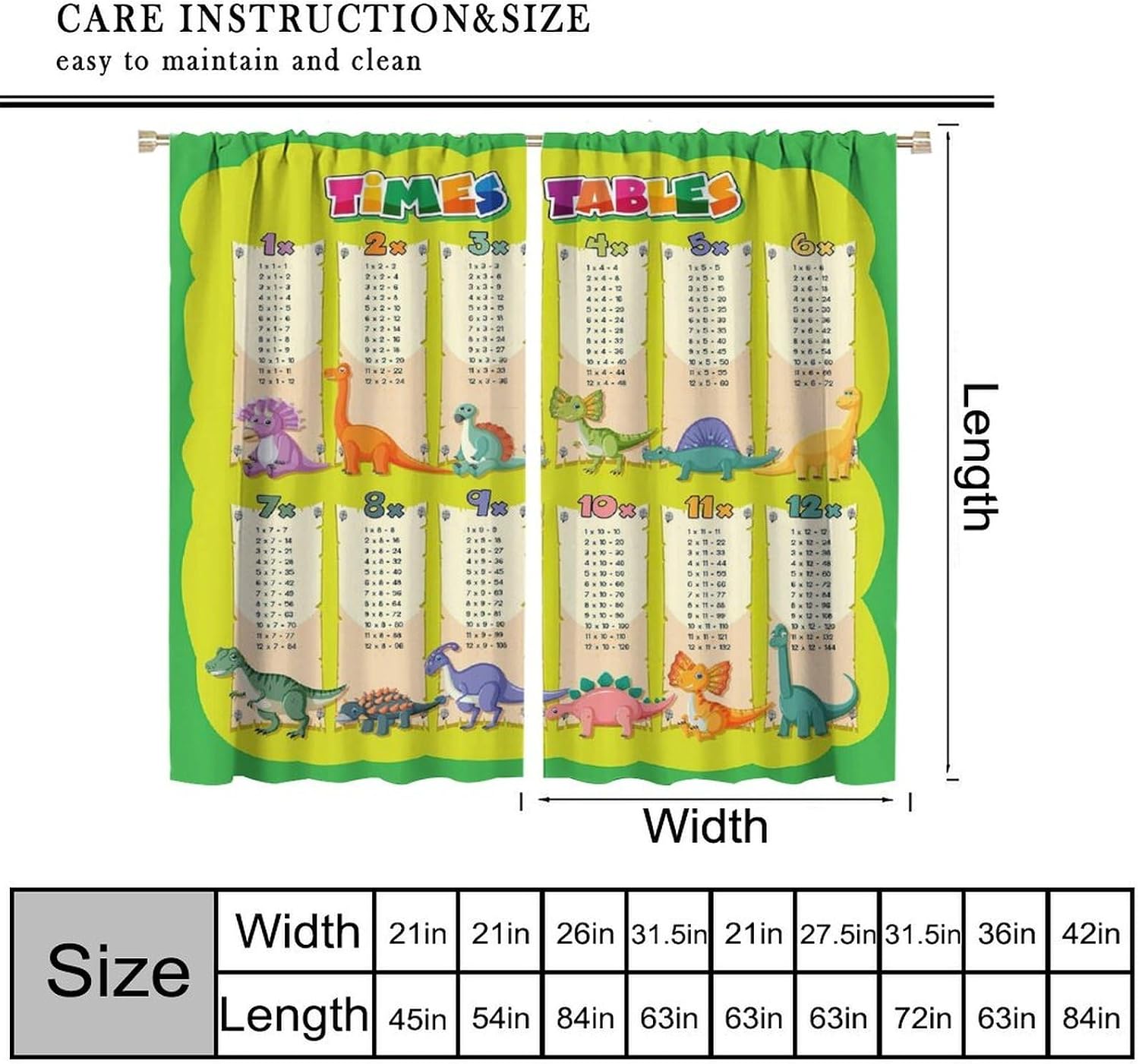 Dinosaur Times Table Curtain M - огляд і ціна Kids Education Youtube